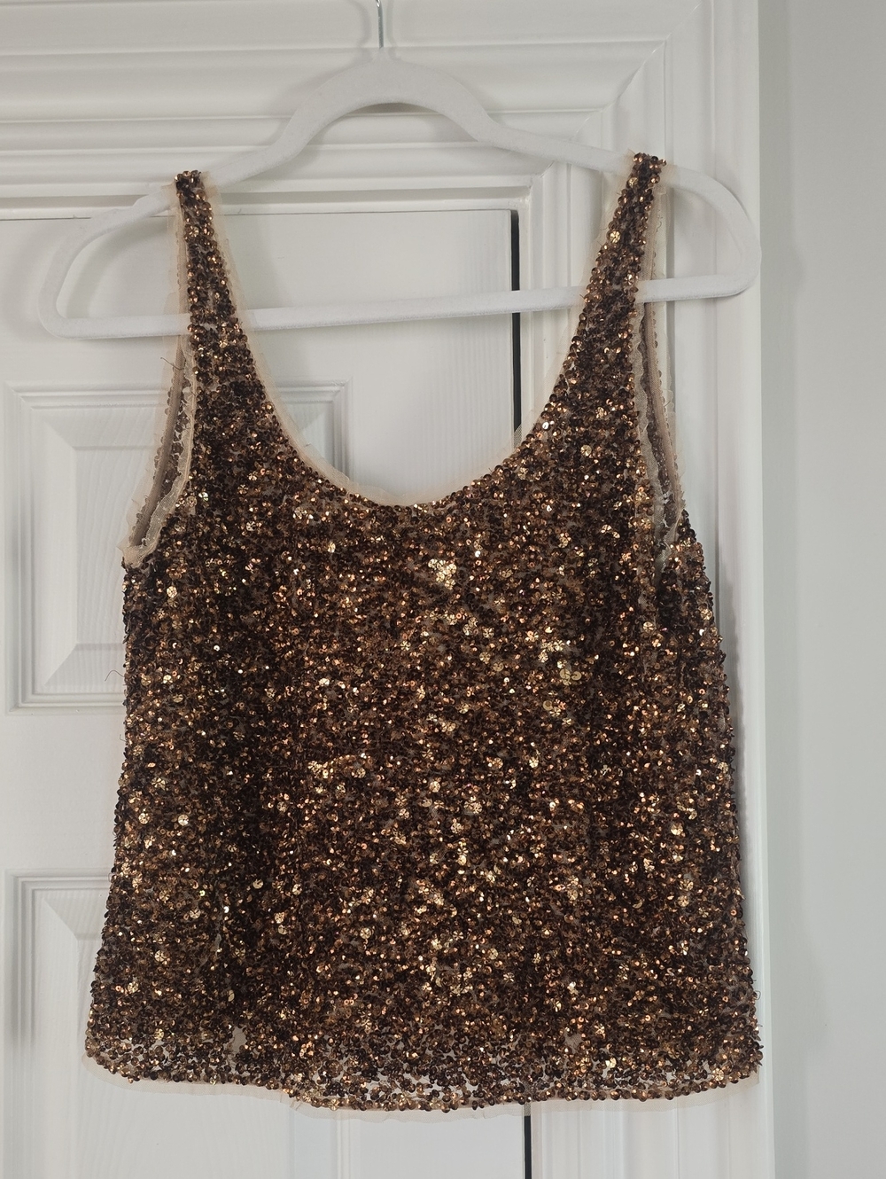 NWT Massimo Dutti Gold Sequin Top